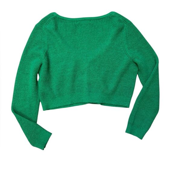 Boden V-Neck Cropped Knit Cardigan Green Size M Soft Lightweight - Picture 4 of 4